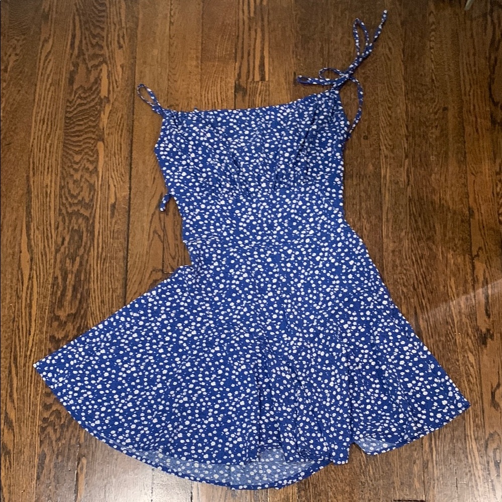 Floral Blue Spaghetti Strap Dress